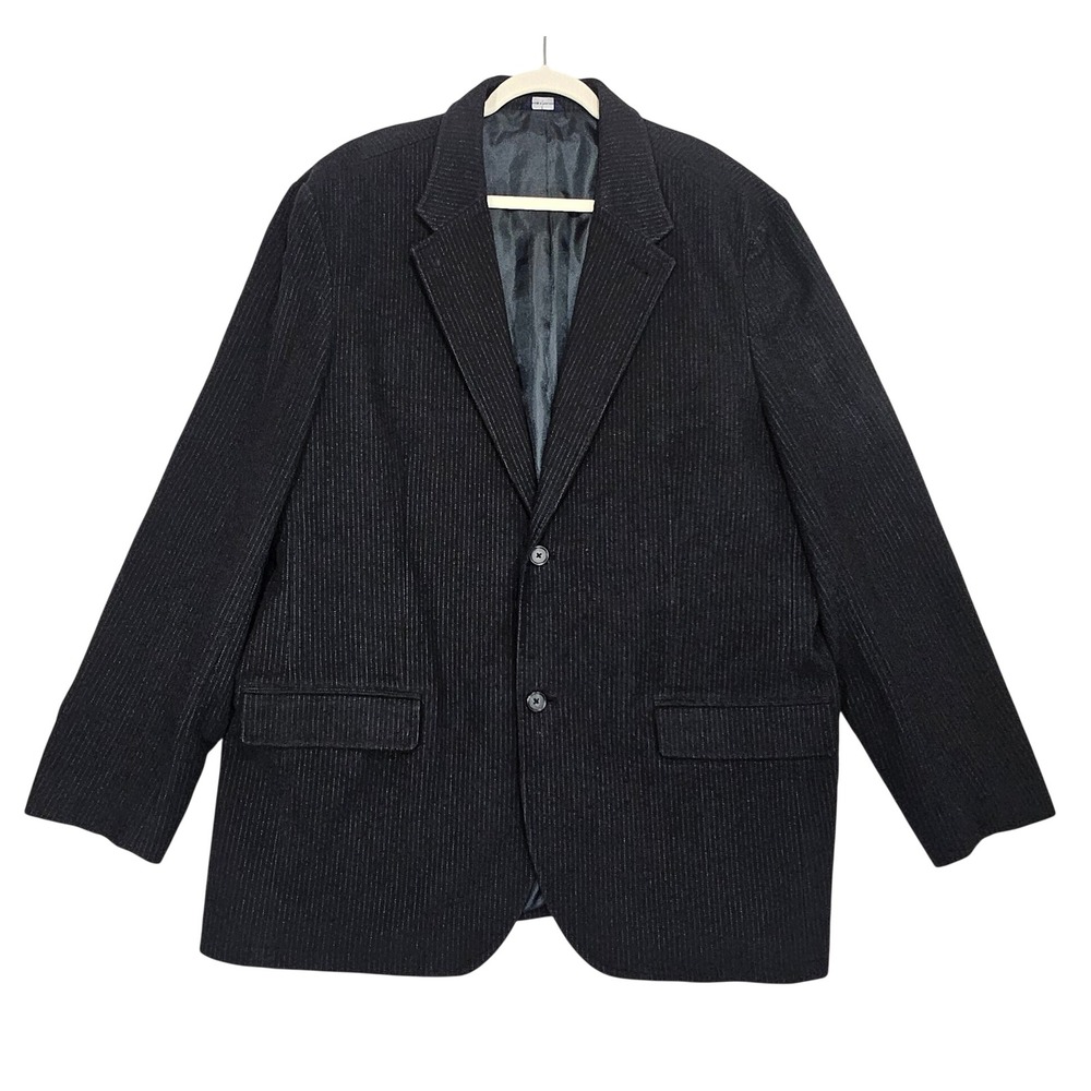 GAP Blazer Jacket Mens XXL Pinstripe Two Button Sport Coat Black Gray Academia